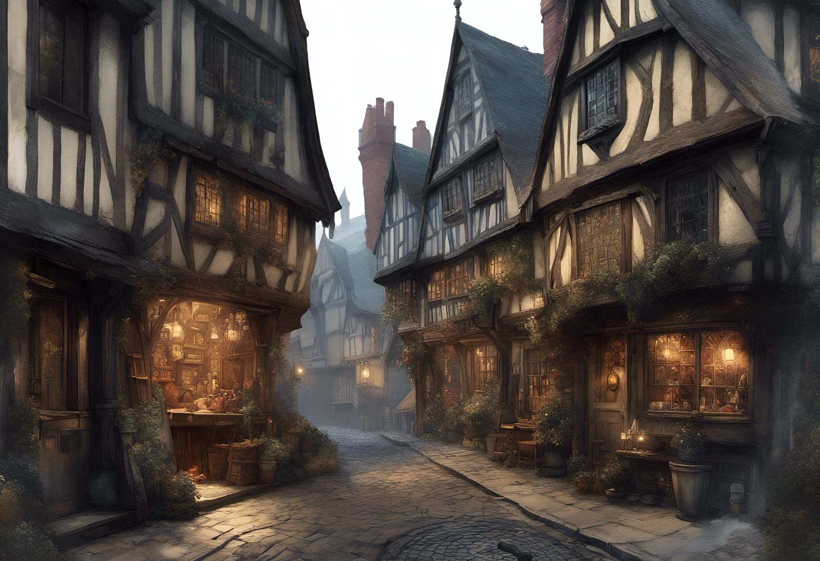Winter Streets in Stratford-upon-Avon: Maximalist Digital Ar...