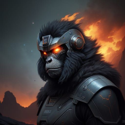 Space Ape Exploring Alien Planet