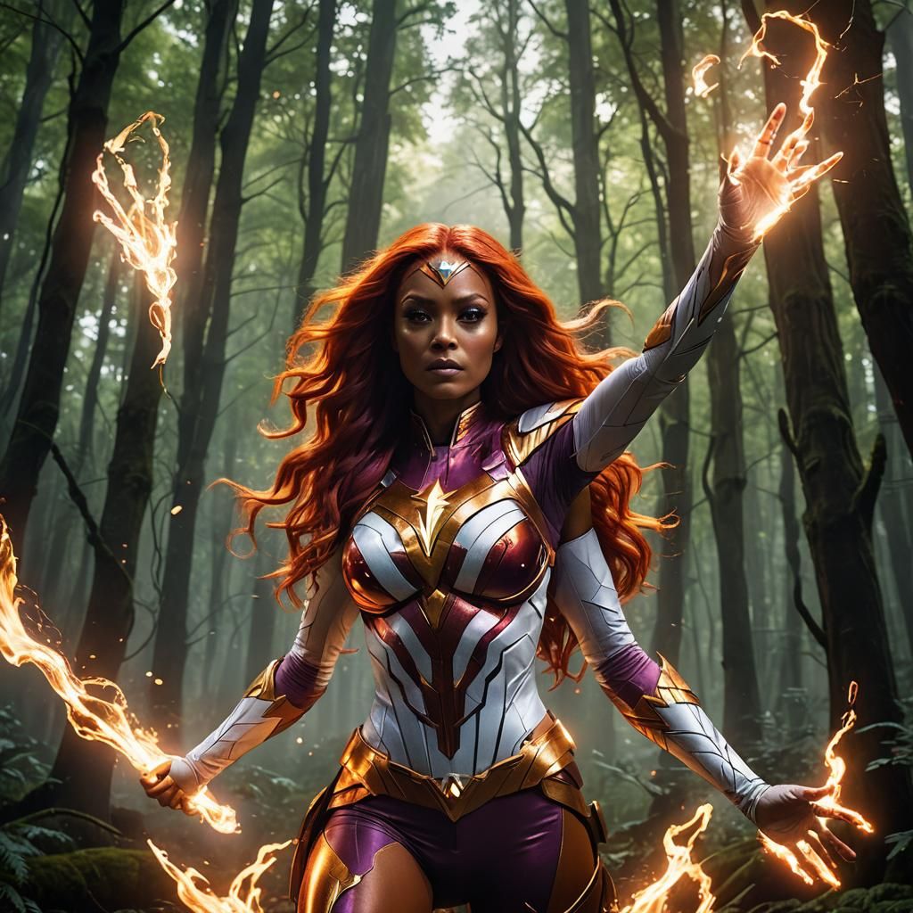 Starfire Unleashes Powers in Dark Forest