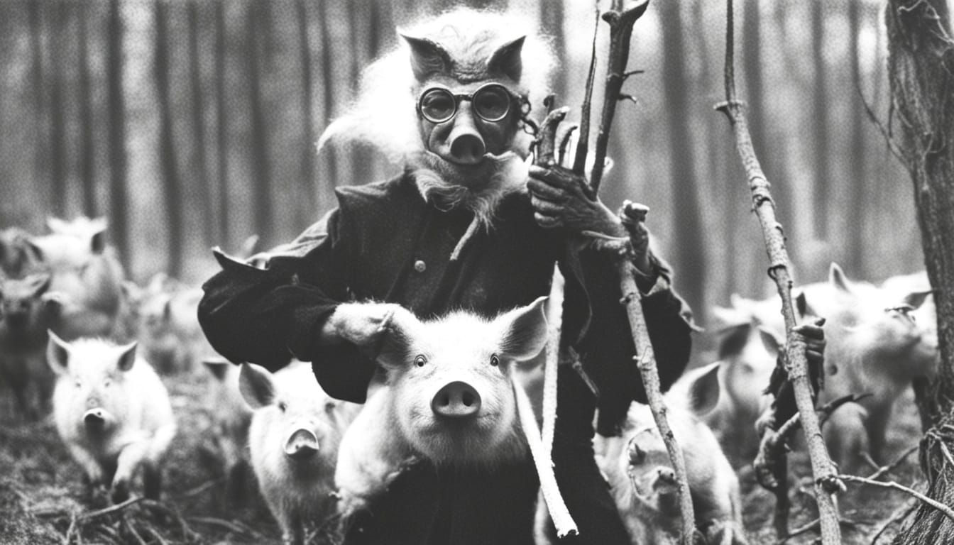 Satan Among Pigs in Dark Fantasy Art