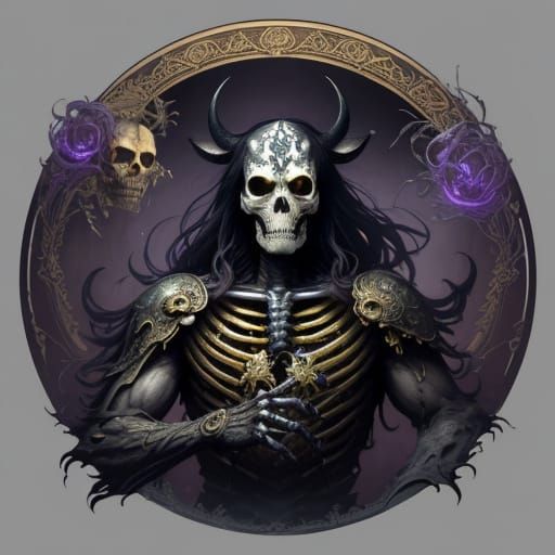 Dark Fantasy Cow Skeleton with Eerie Glow