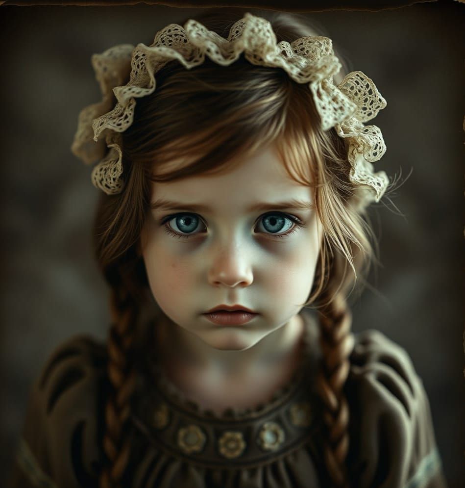 Victorian Girl in Sepia Tone Photograph