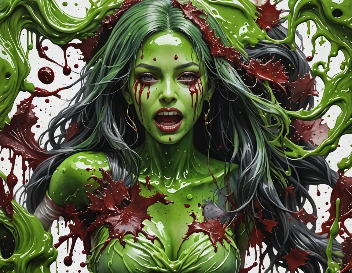 Ghost Woman with Piercings in Watercolor Style