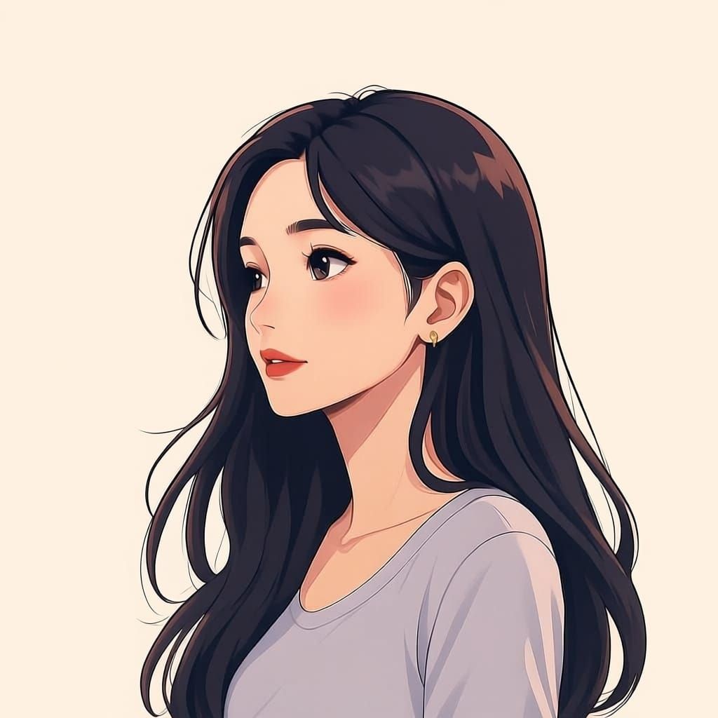 Young Asian Woman with Blank Speech Bubble Illustration