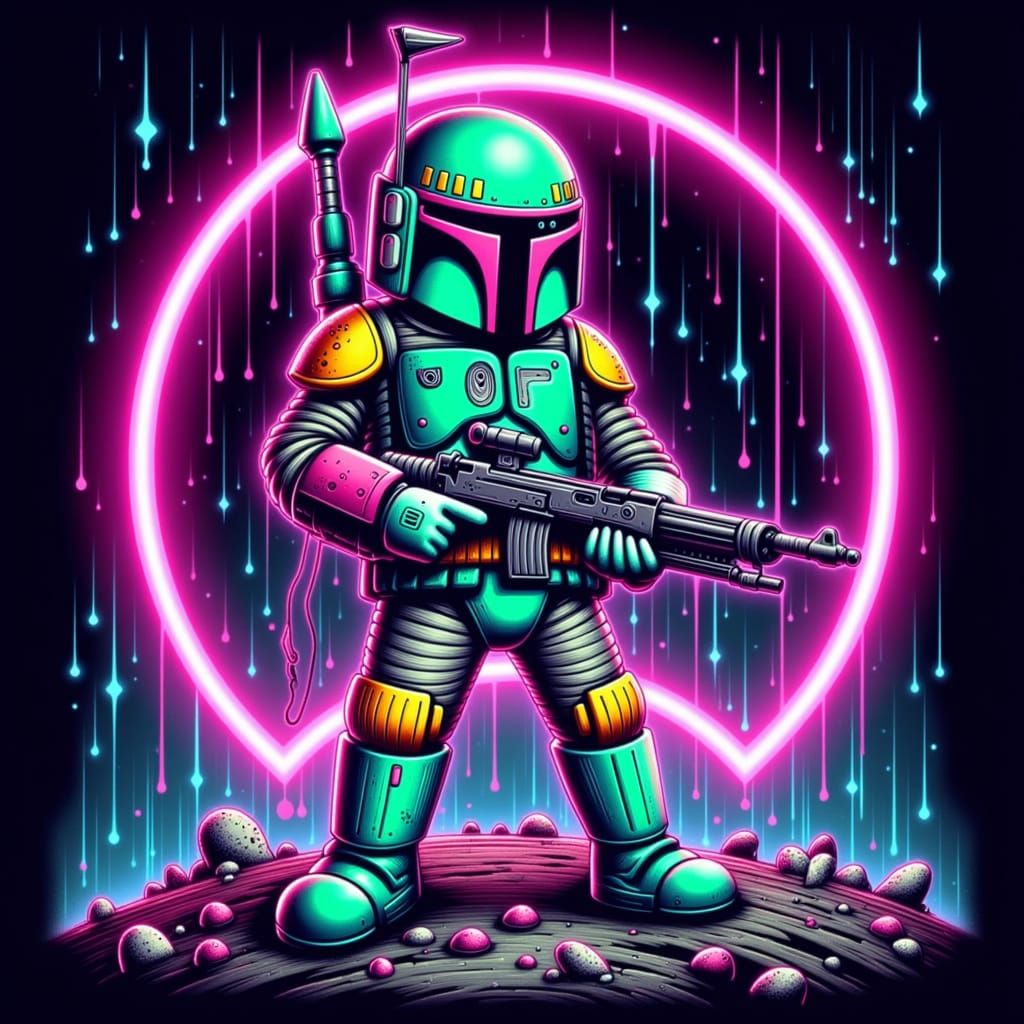 Retro Arcade Boba Fett Pixel Art