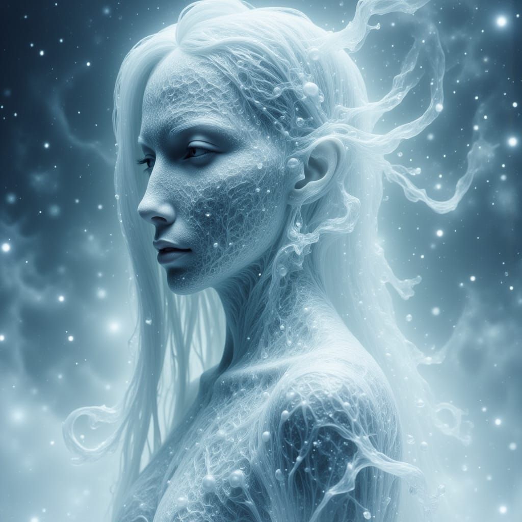 Woman as Blizzard in Fantasy Art Style