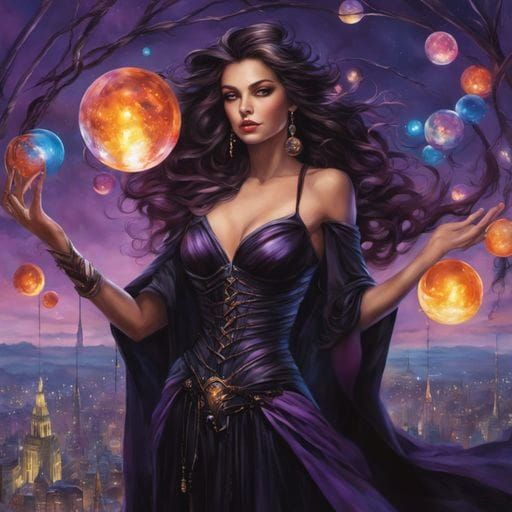 Braided Witch in Dark Fantasy Style