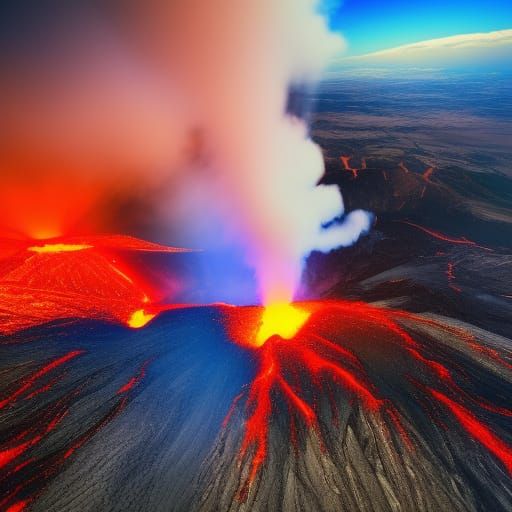 Volcanic Eruption: Colorful Fantasy Landscape in 8K