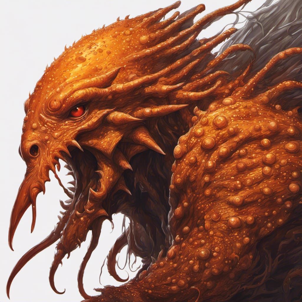 Hyperrealistic Mind Flayer with Glowing Eyes and Quills