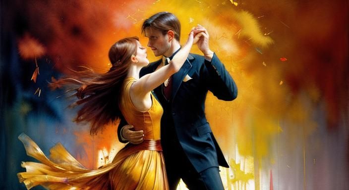 Romantic Dance in Watercolor Style