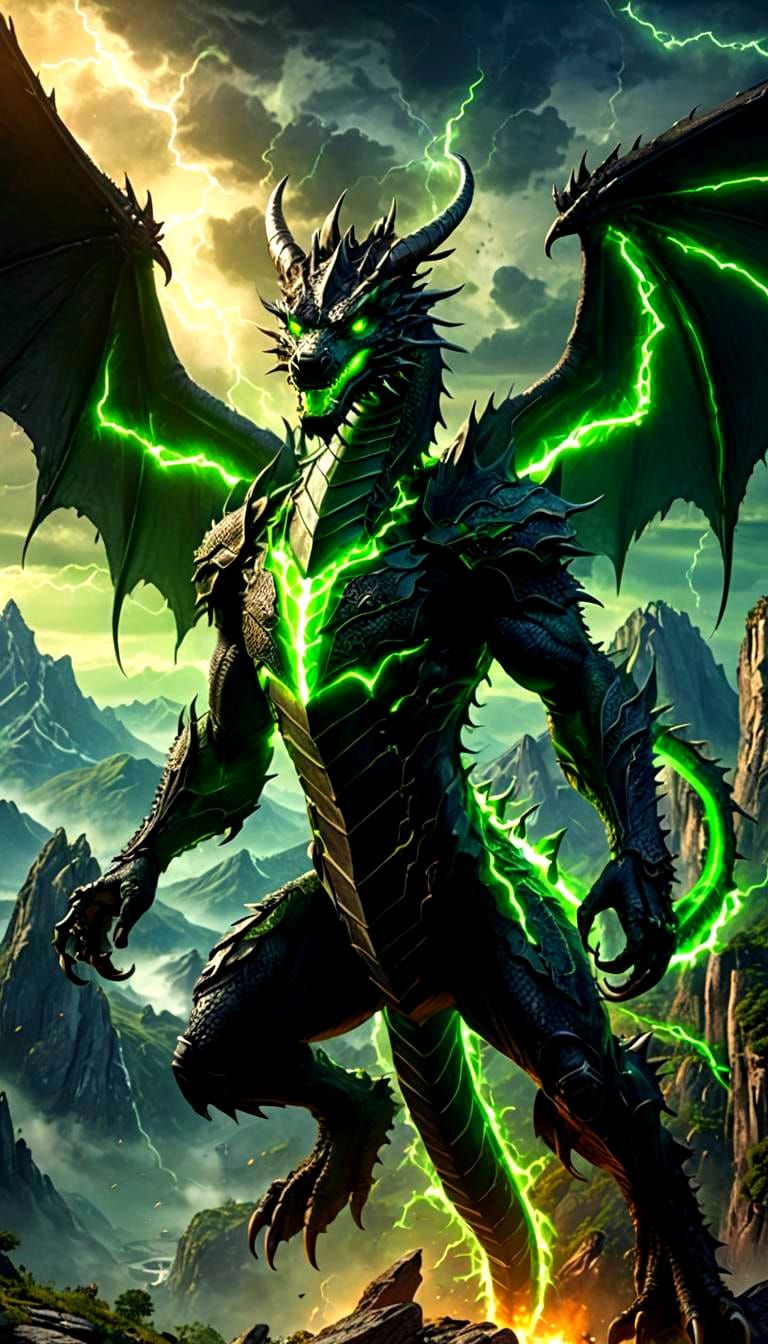 Black Dragon Flight Over Mountains in Fantasy Art