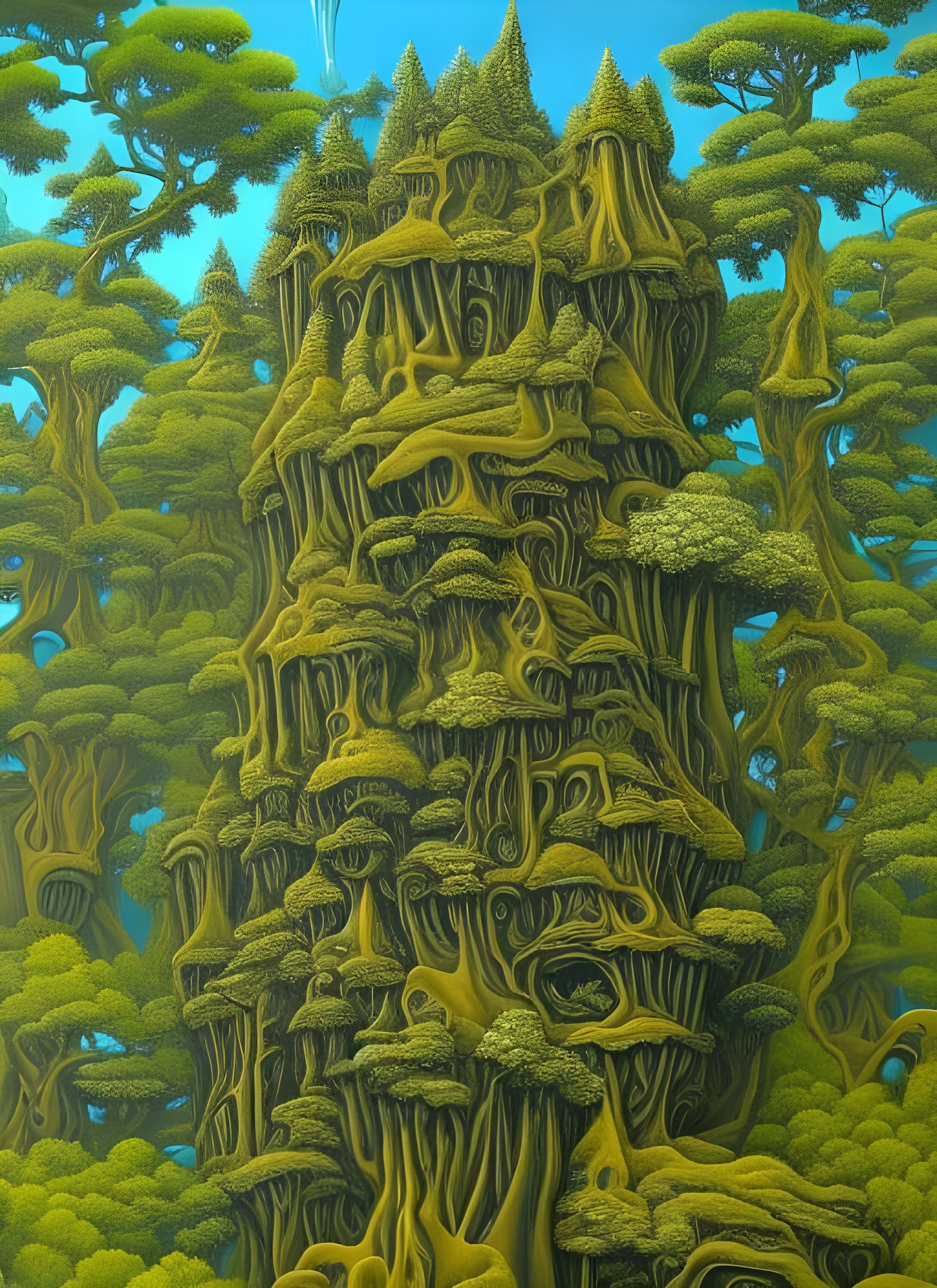 Faces Hidden in Nature Near Elven Treehouse