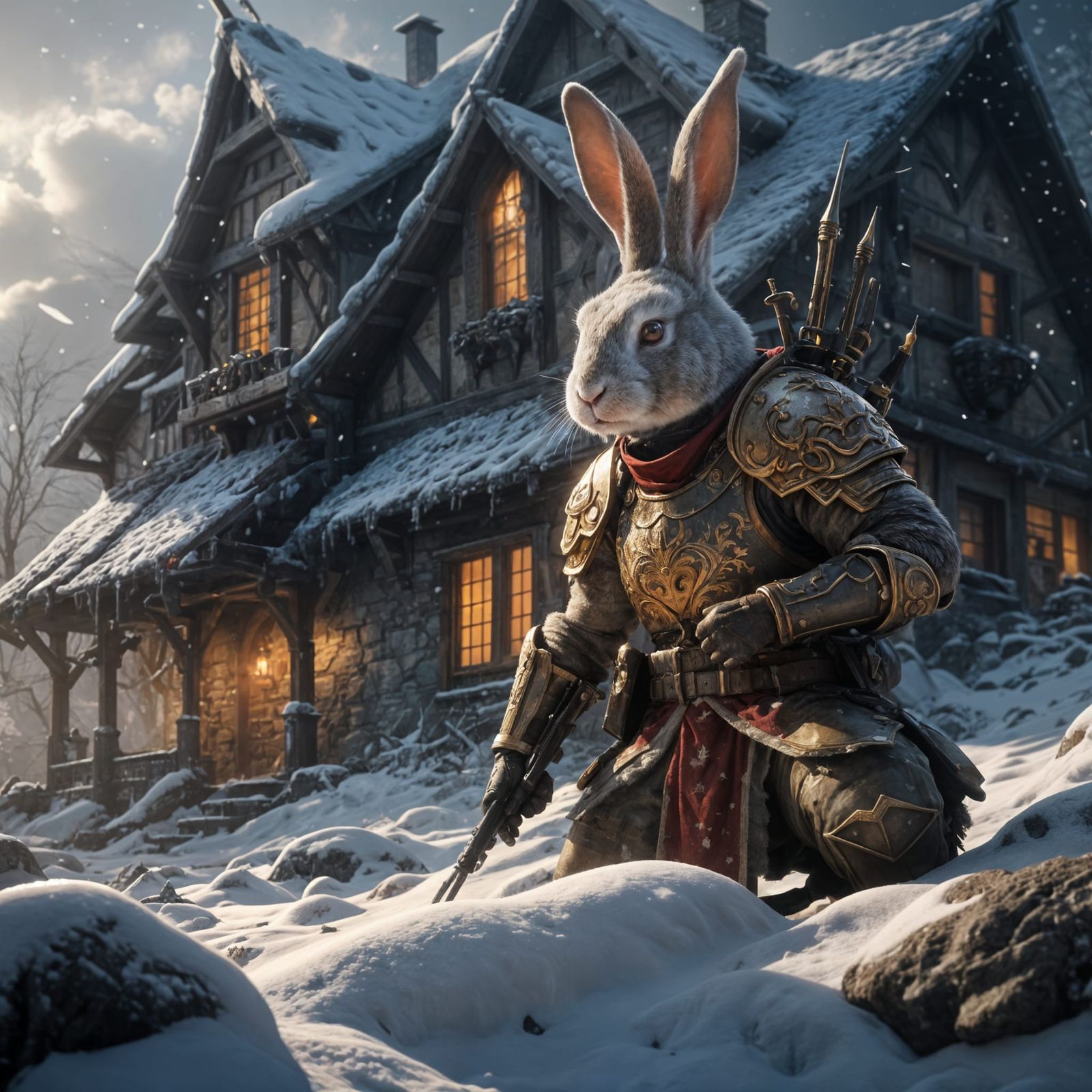 Winter Fantasy Encounter: Rabbit Discovers Ancient Warrior