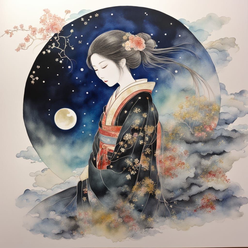 Surreal Goddess Illuminated by Celestial Light