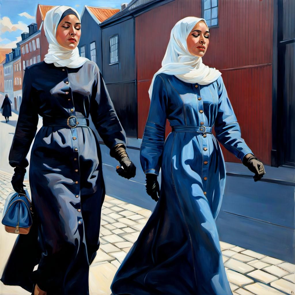 Danish Women in Copenhagen: An Oil Painting