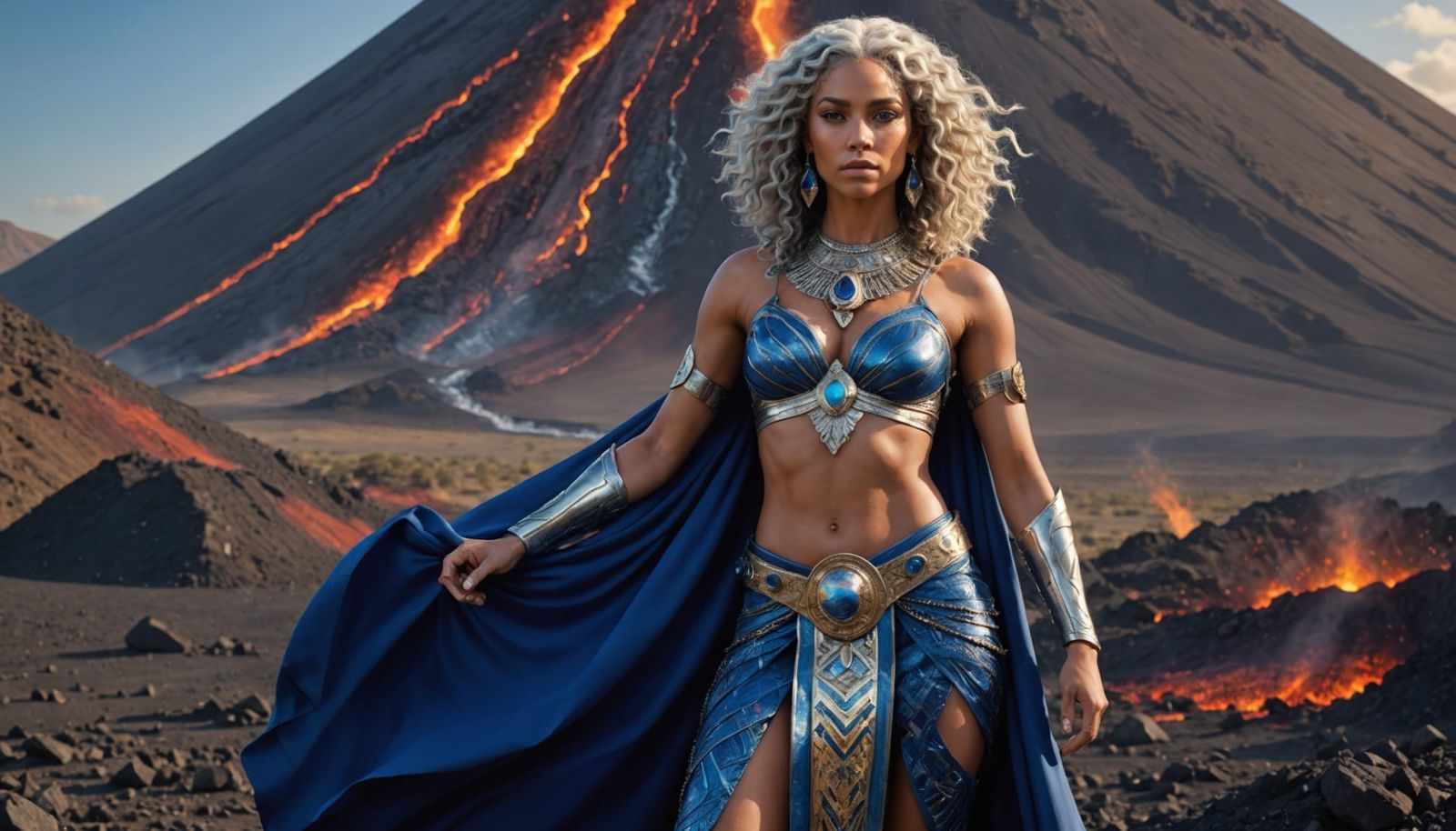 Warrior Goddess on Volcano with Crystalline Agama