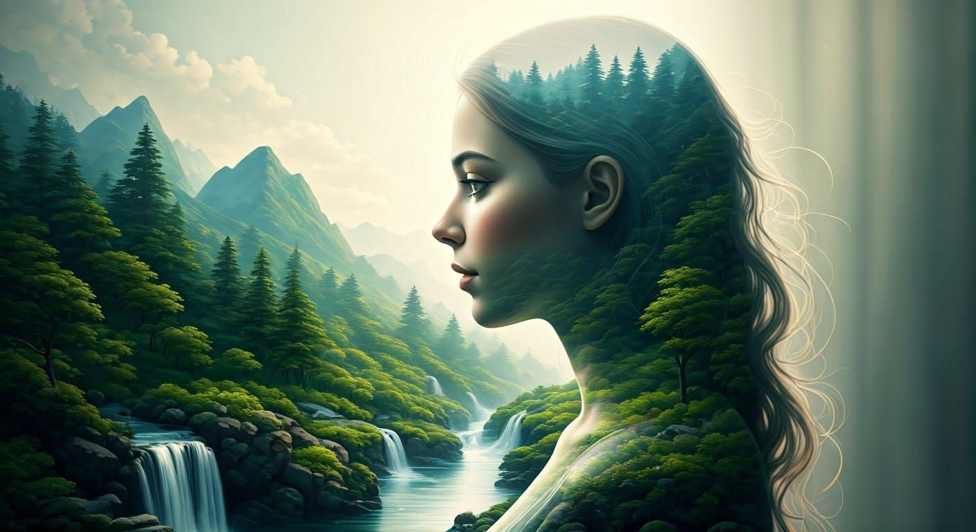 Ethereal Goddess in Vibrant Forest