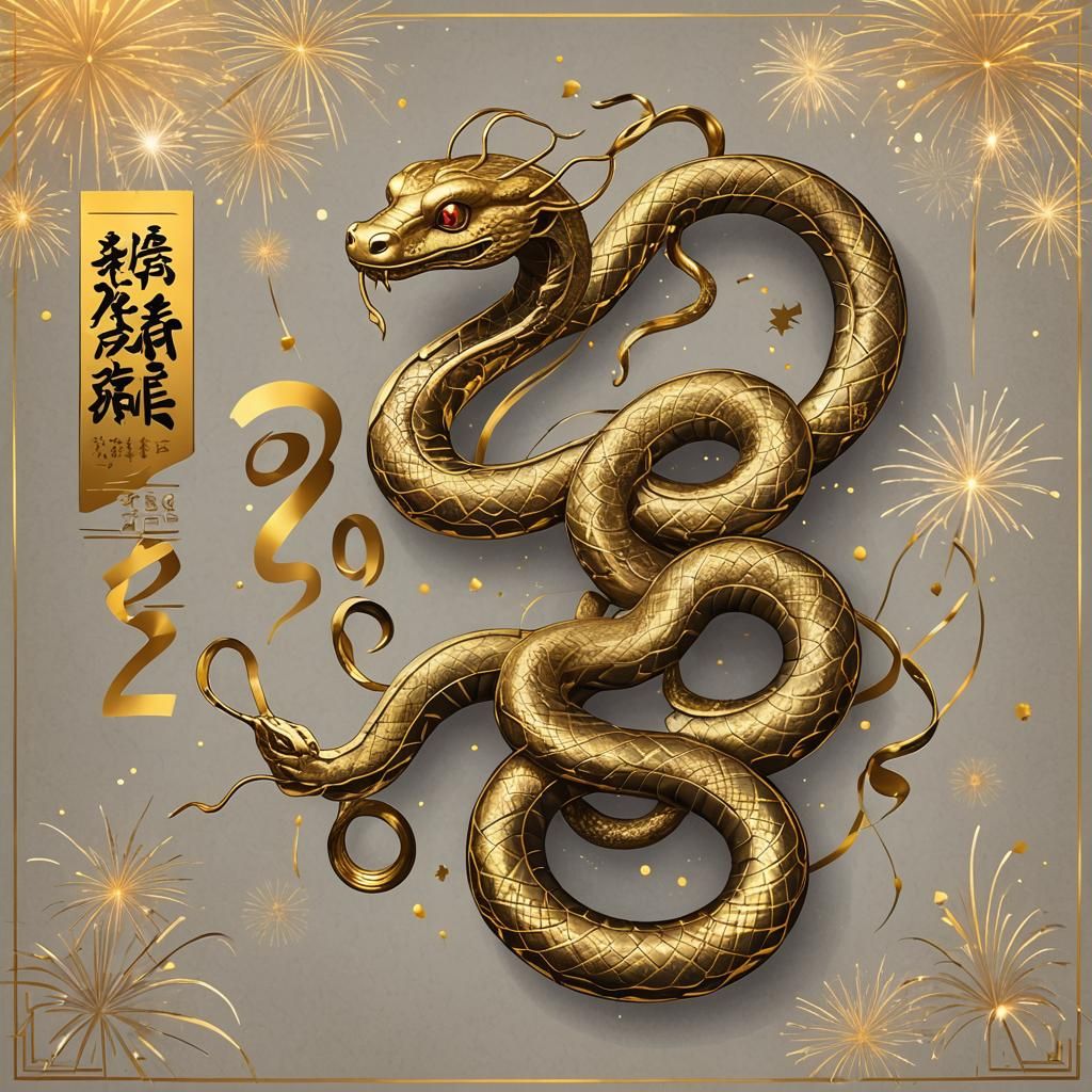 Golden Snake Celebrates New Year 2025