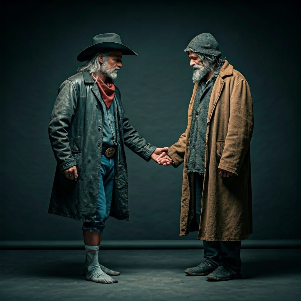 Cowboy's Act of Kindness: A Cinematic Still