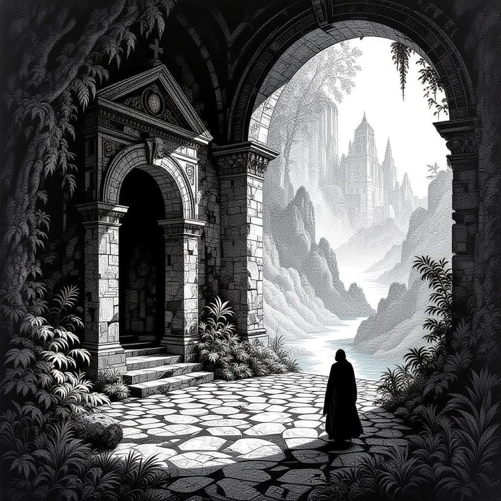 Stippling Enigma Revealed in Intricate Ink Drawing