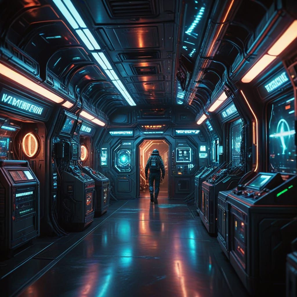 Vibrant Space Station Marketplace in Cinematic Sci-Fi Style