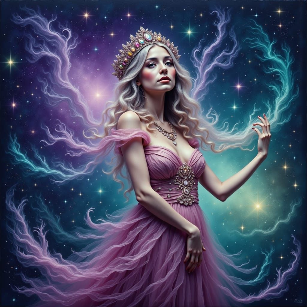 Tsarina Eudoxia in a Cosmic Kokoshnik and Flowing Veil