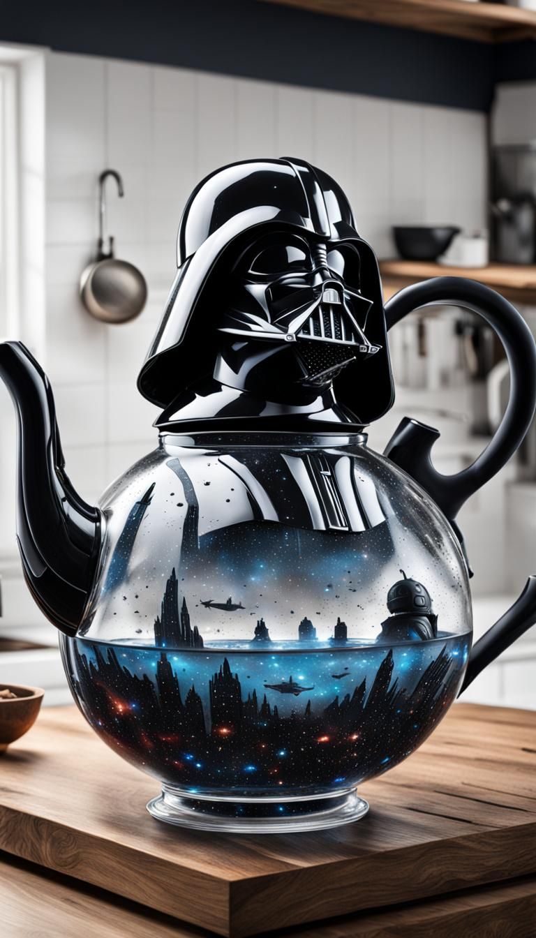 Darth Vader Teapot with Cosmic Map, Photorealistic