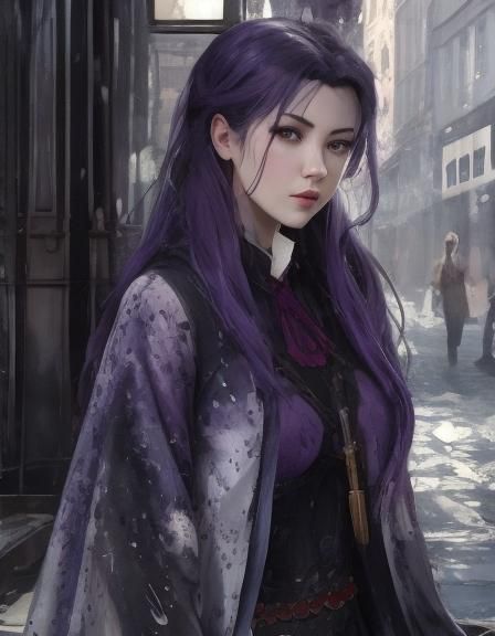 Maki Zenin: Watercolor Portrait in Dark Colors