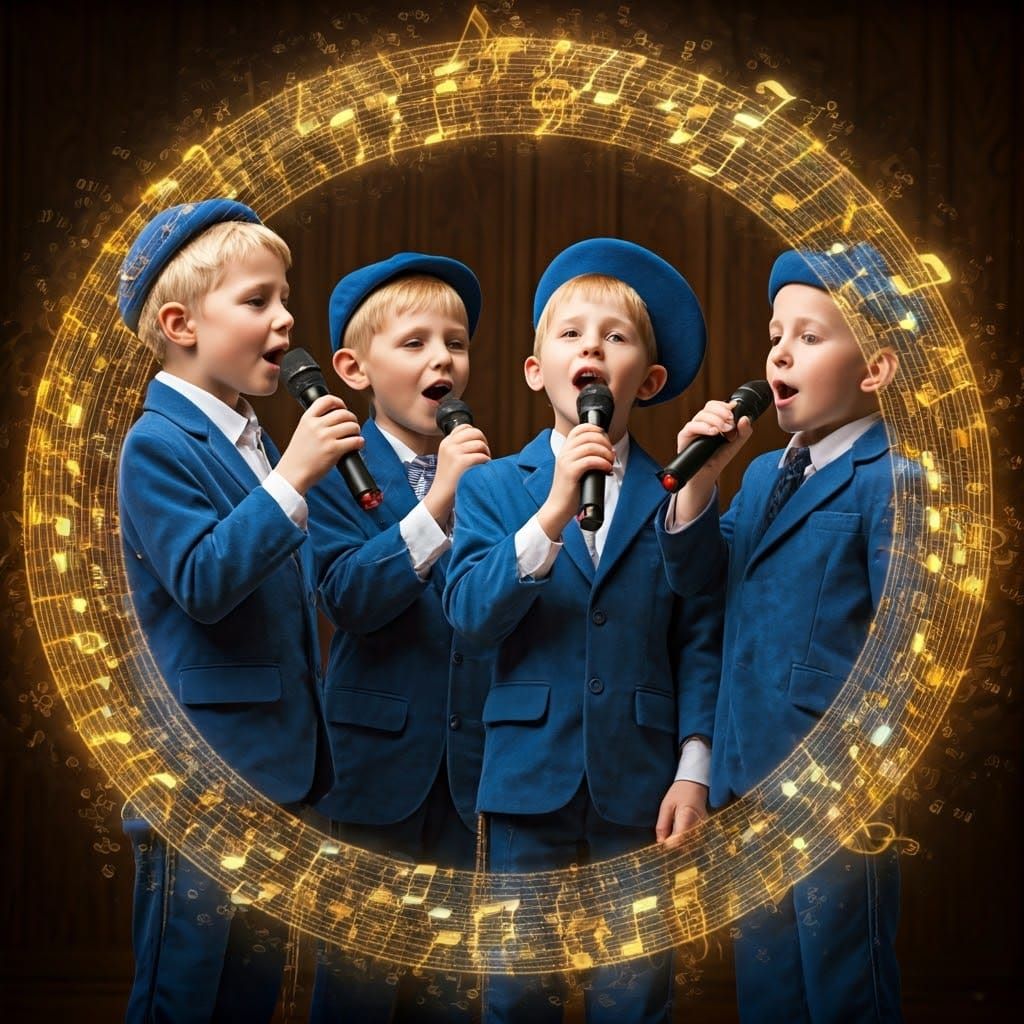 Joyful Hasidic Choir of Blond Boys Singing Happiness