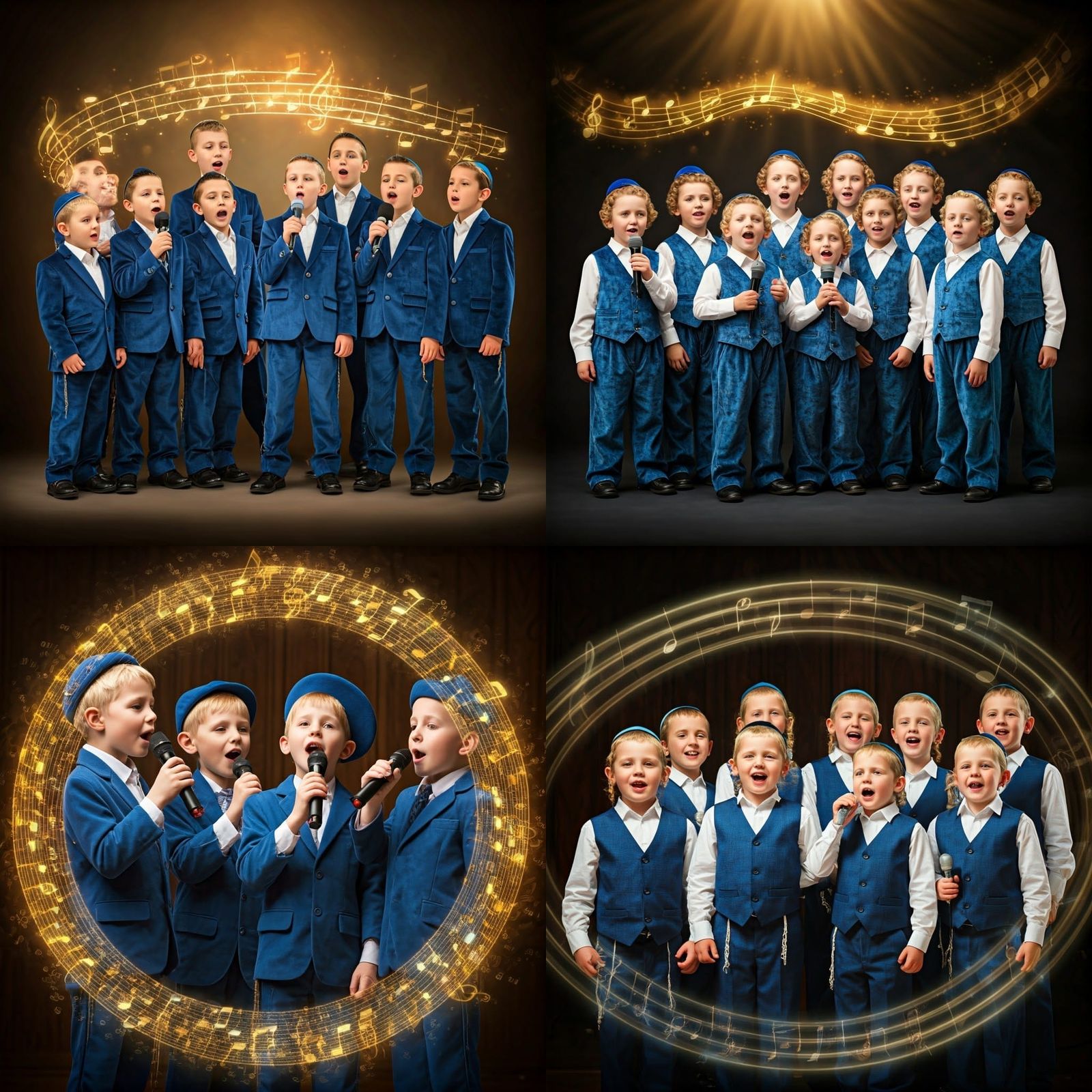 Joyful Hasidic Choir of Blond Boys Singing Happiness