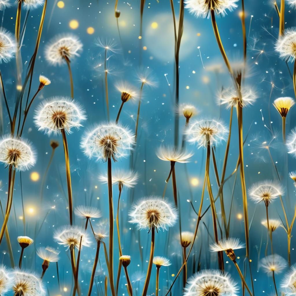 Ethereal Dandelion Garden under Soft Moonlight