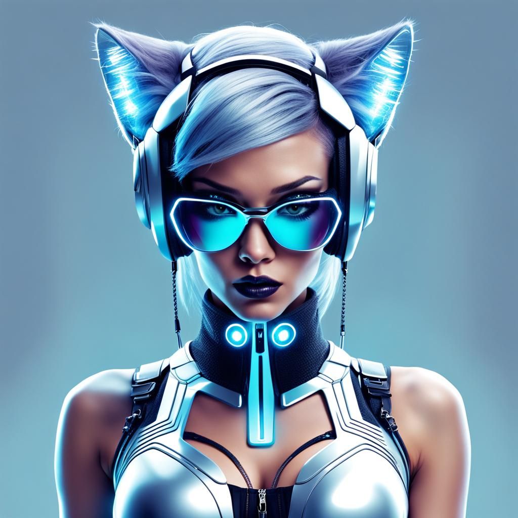 Futuristic Cyber Cat-Girl: Disney-Funk-Techno Fusion