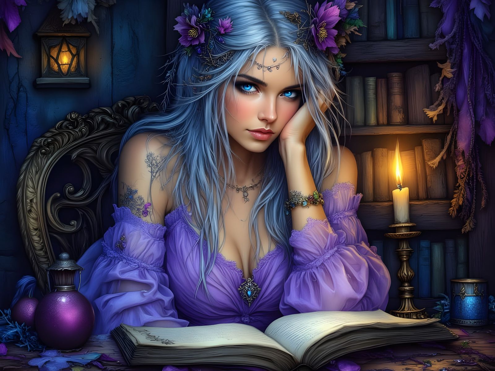 Norse Goddess Reading by Candlelight