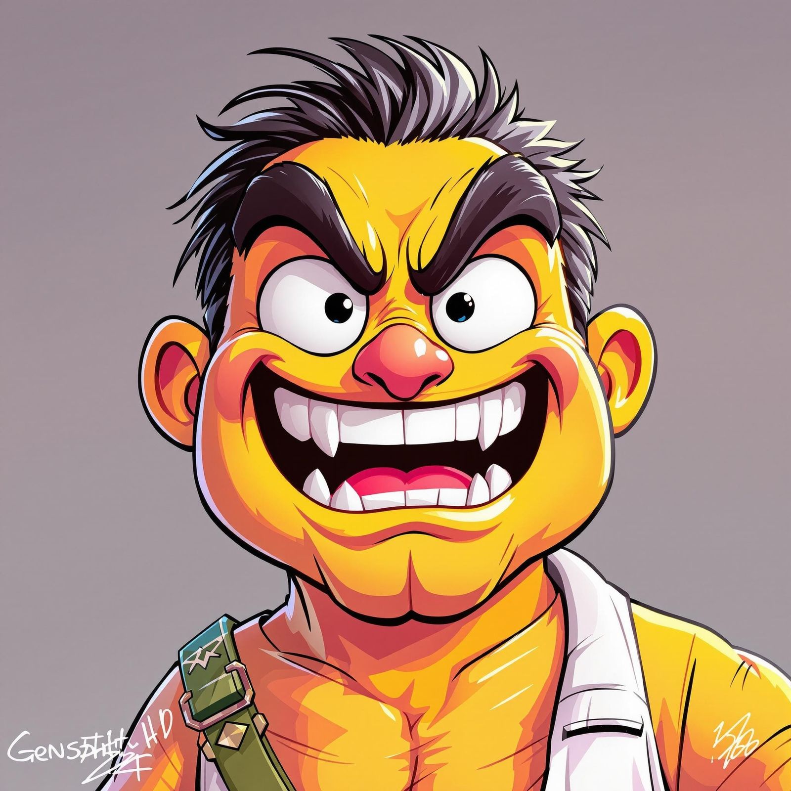 Vibrant Cartoon Character Design with Exaggerated Features a...
