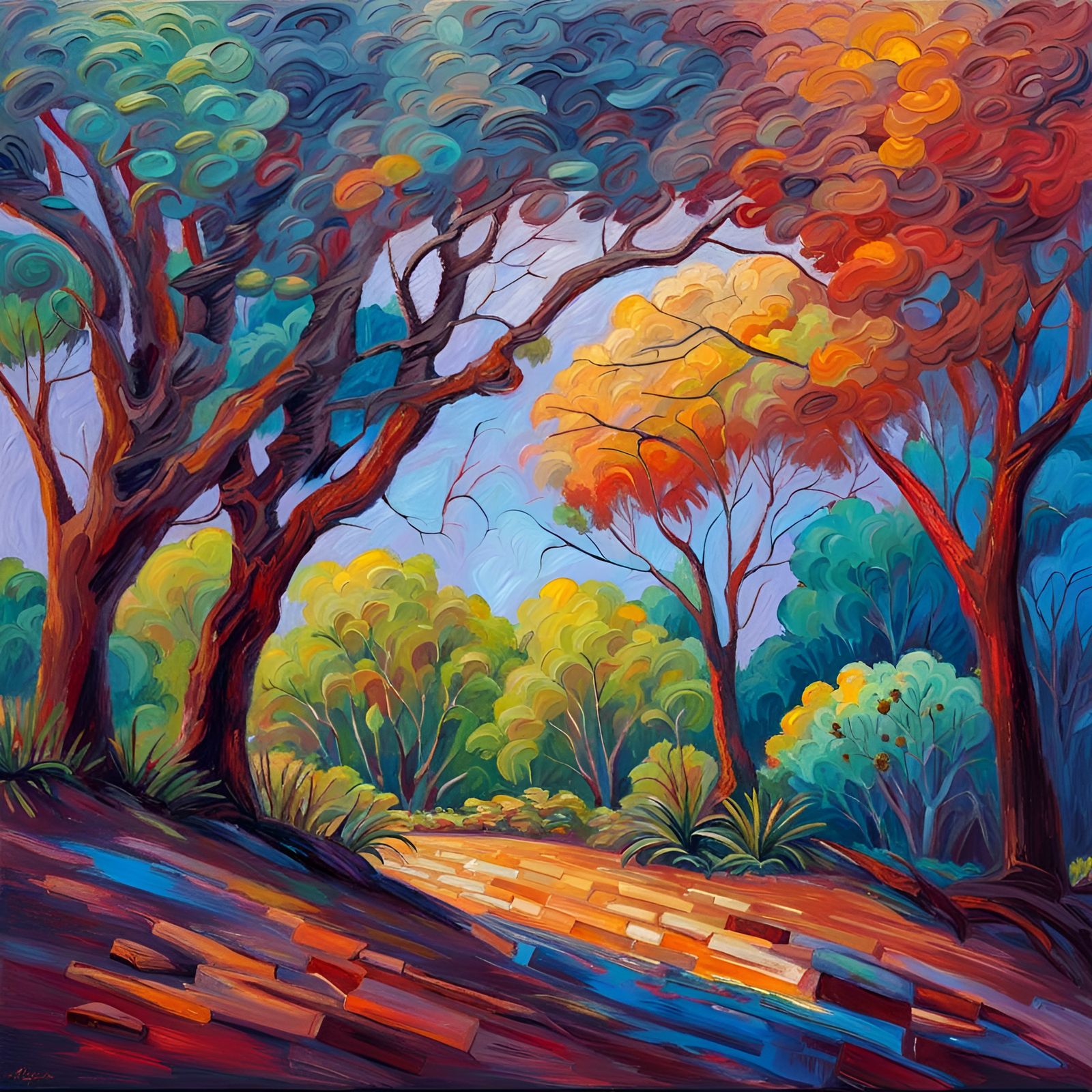 Australian Landscape in Expressionist Impressionist Style