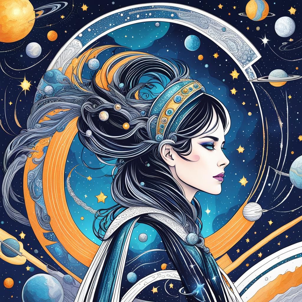 Cosmic Space Maiden in AI Art