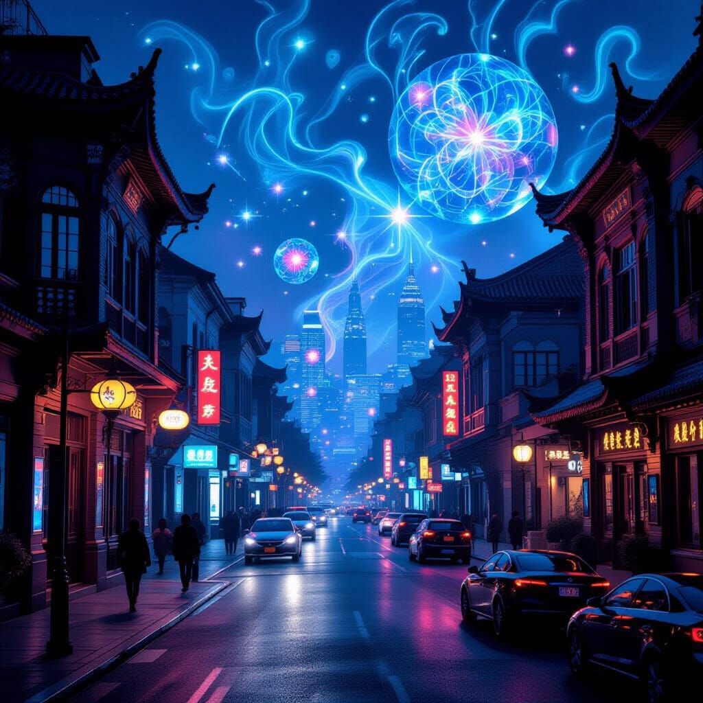 Psychedelic Shanghai Night: Cyberpunk Jazz Bar Vista