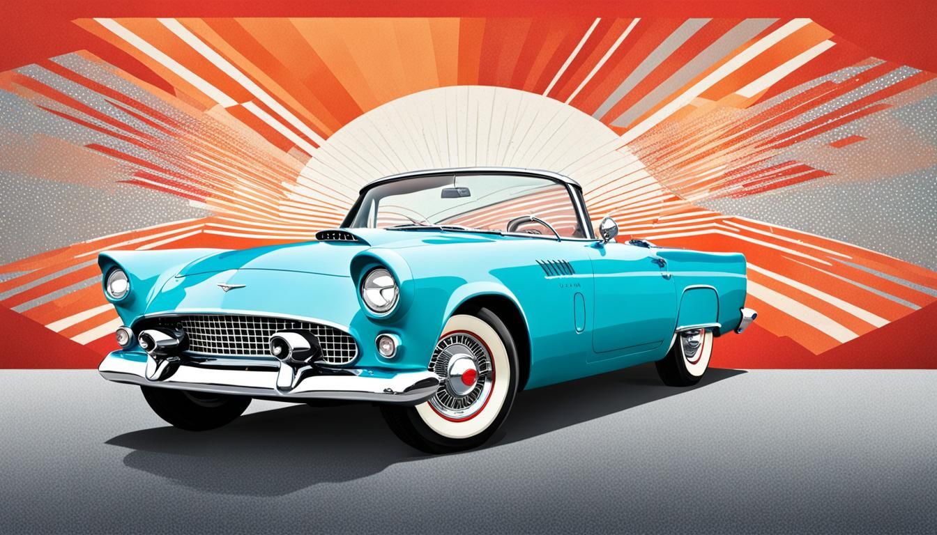 Sky Blue 1955 Ford Thunderbird in Mid-Century Modern Style