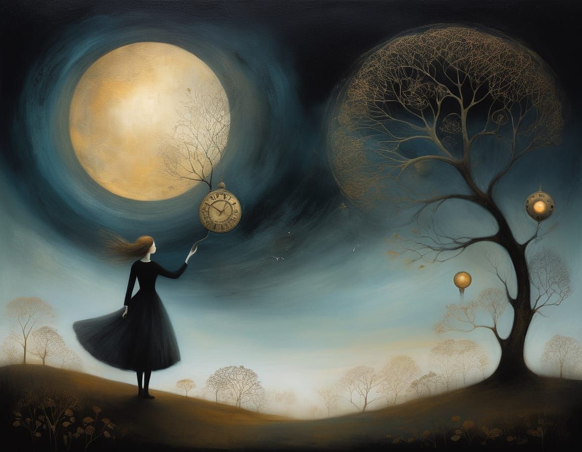 Whimsical Steampunk Goddess in Mid-Air