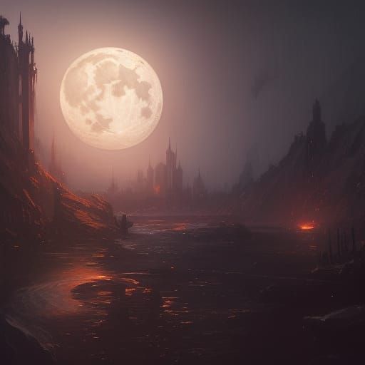 Blood Moon Dark Fantasy Concept Art