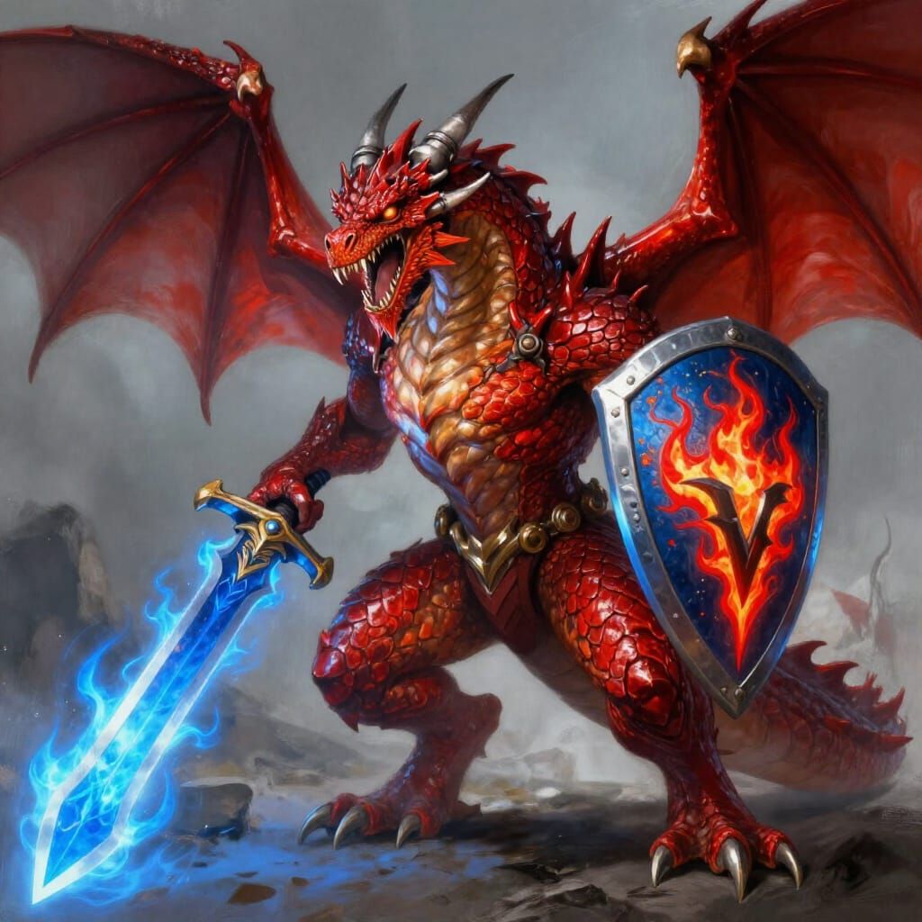 Dragon with Jet Engine and Fire Sword