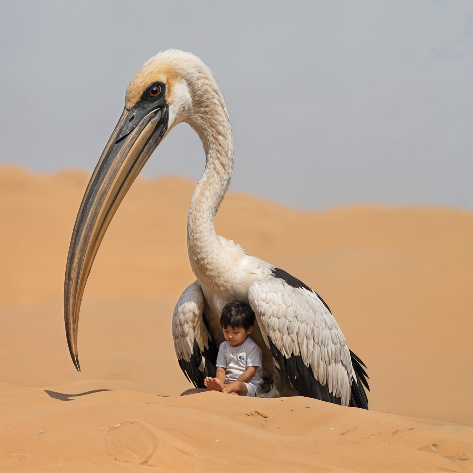 Bird with Curved Beak and Human Figure