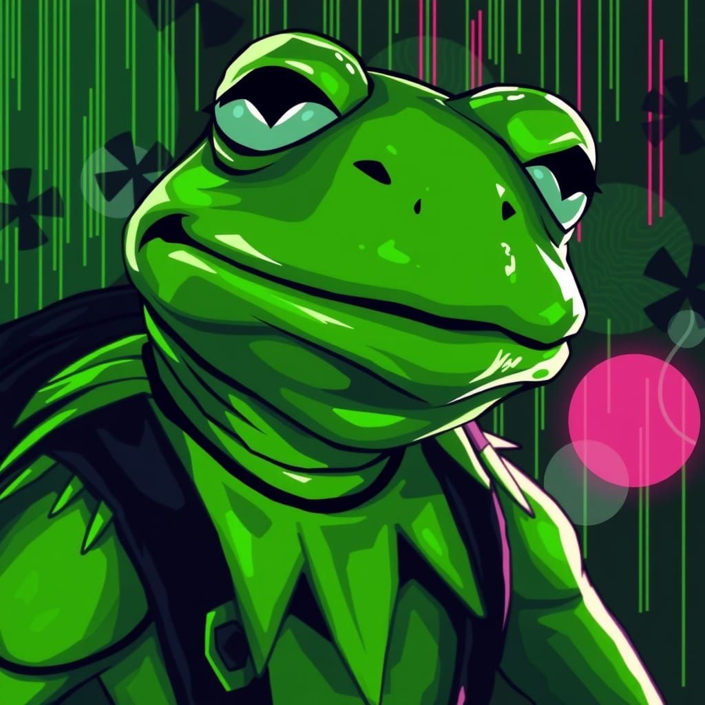 Kermit the Frog as Cybergoth Illustration