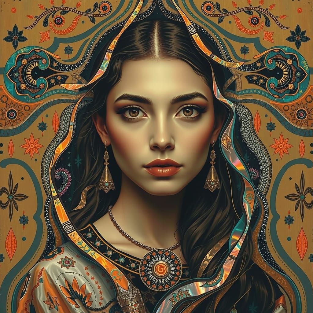 Abstract Expressionism with Iridescent Swirling Patterns