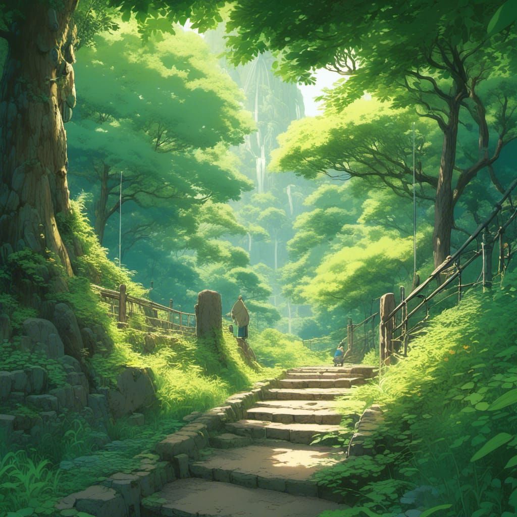 Animated Apple in Studio Ghibli Anime Style