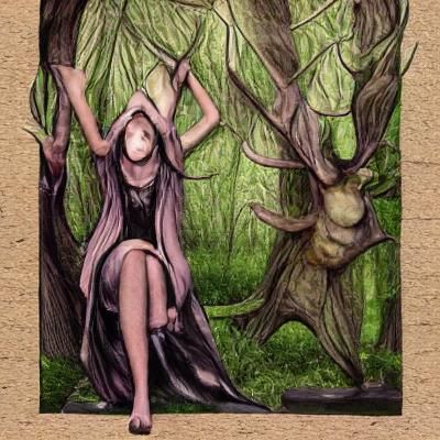 Nature Witches in Woodland Storybook Illustration
