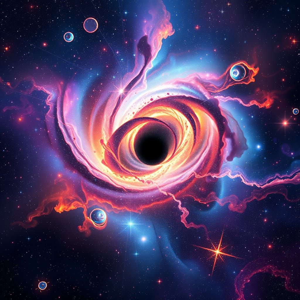 Cosmic Vortex: Multicoloured Nebula in Holographic Splendor