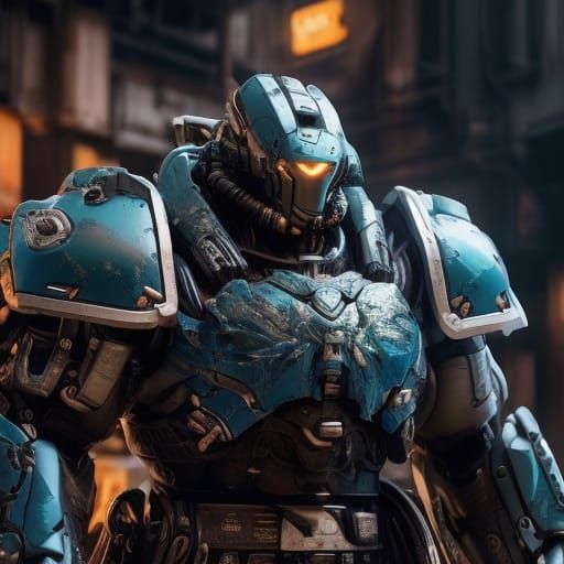 Hyperrealistic Space Marine in Futuristic Armor