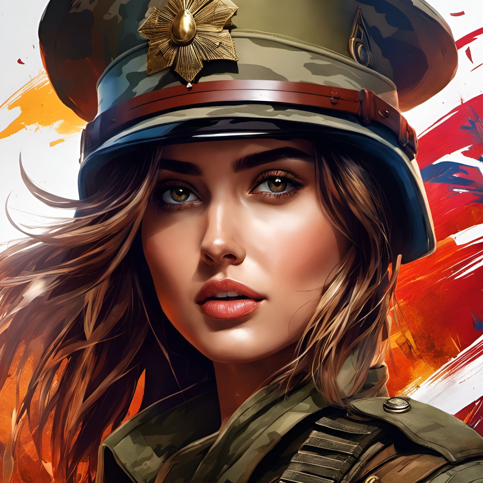 Stunning Soldier Portrait in Mixed Media Style