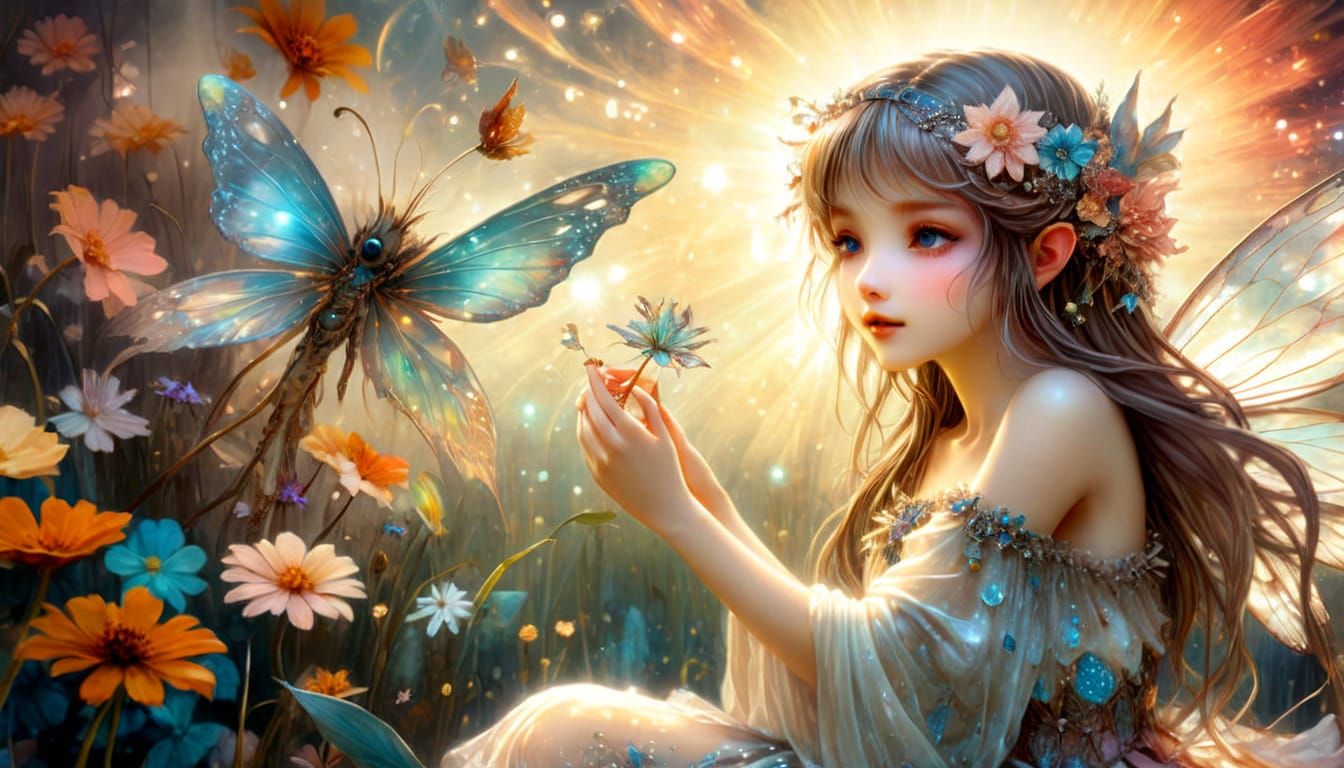 Surreal Fairy Goddess in Vibrant Floral Realm